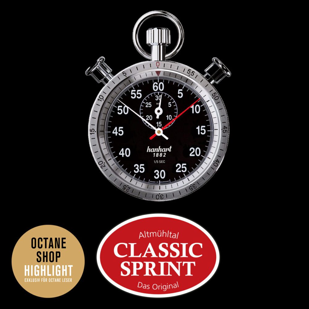 Teilnahmepaket am Altmühltal Classic Sprint vom 23.-25.6.2023 + Hanhart Additions-Stoppuhr mit Schleppzeiger und Flyback schwarz