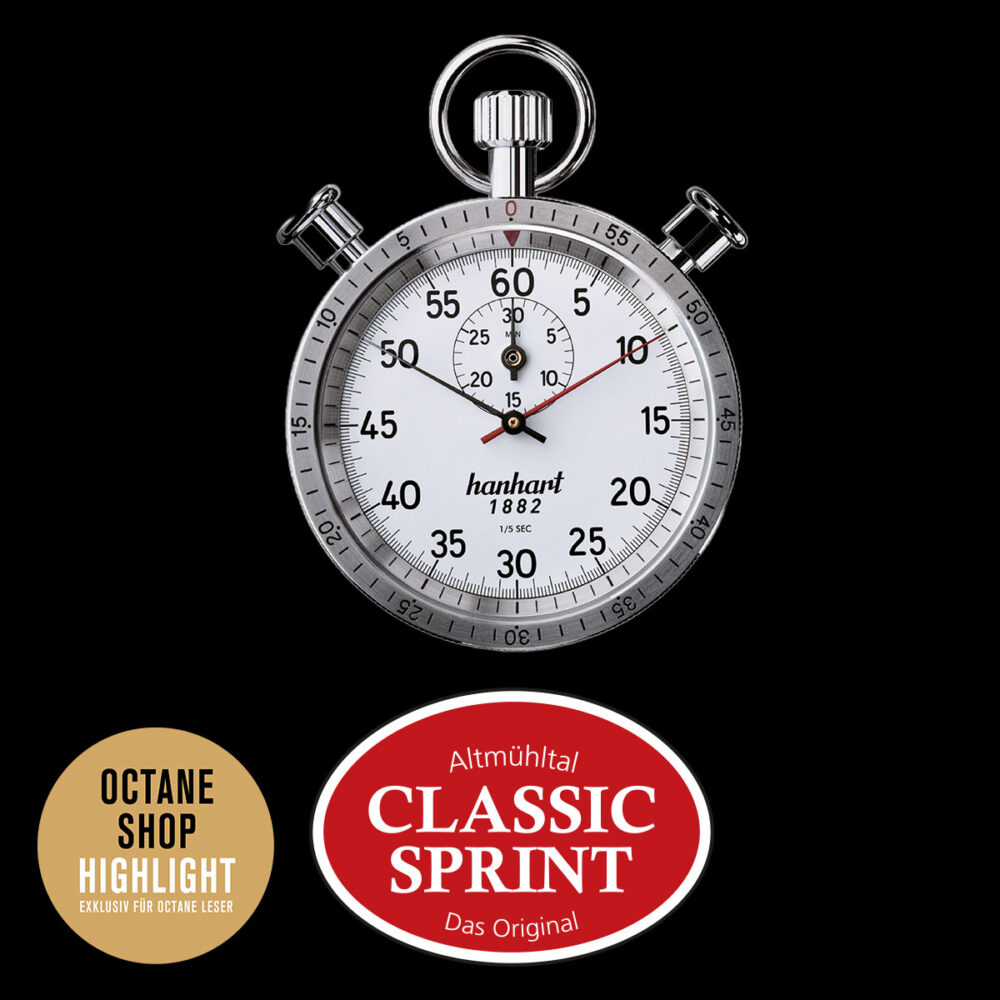 Teilnahmepaket am Altmühltal Classic Sprint vom 23.-25.6.2023 + Hanhart Additions-Stoppuhr mit Schleppzeiger und Flyback weiß