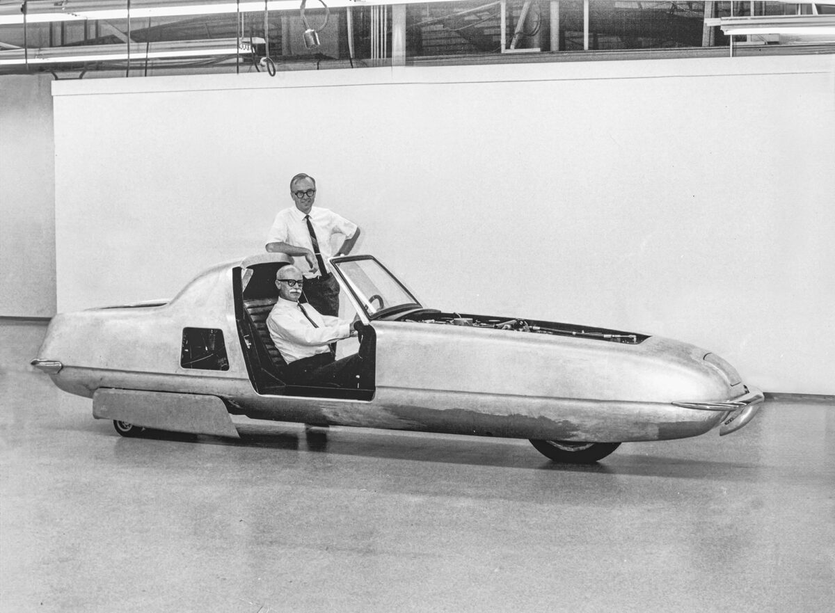 Historische Aufnahme des Gyro-X auf einem Werbefoto aus den 1960ern