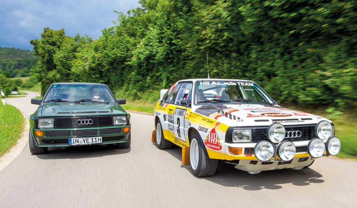 Der Audi Sport quattro mit Konkurrenz auf der Straße