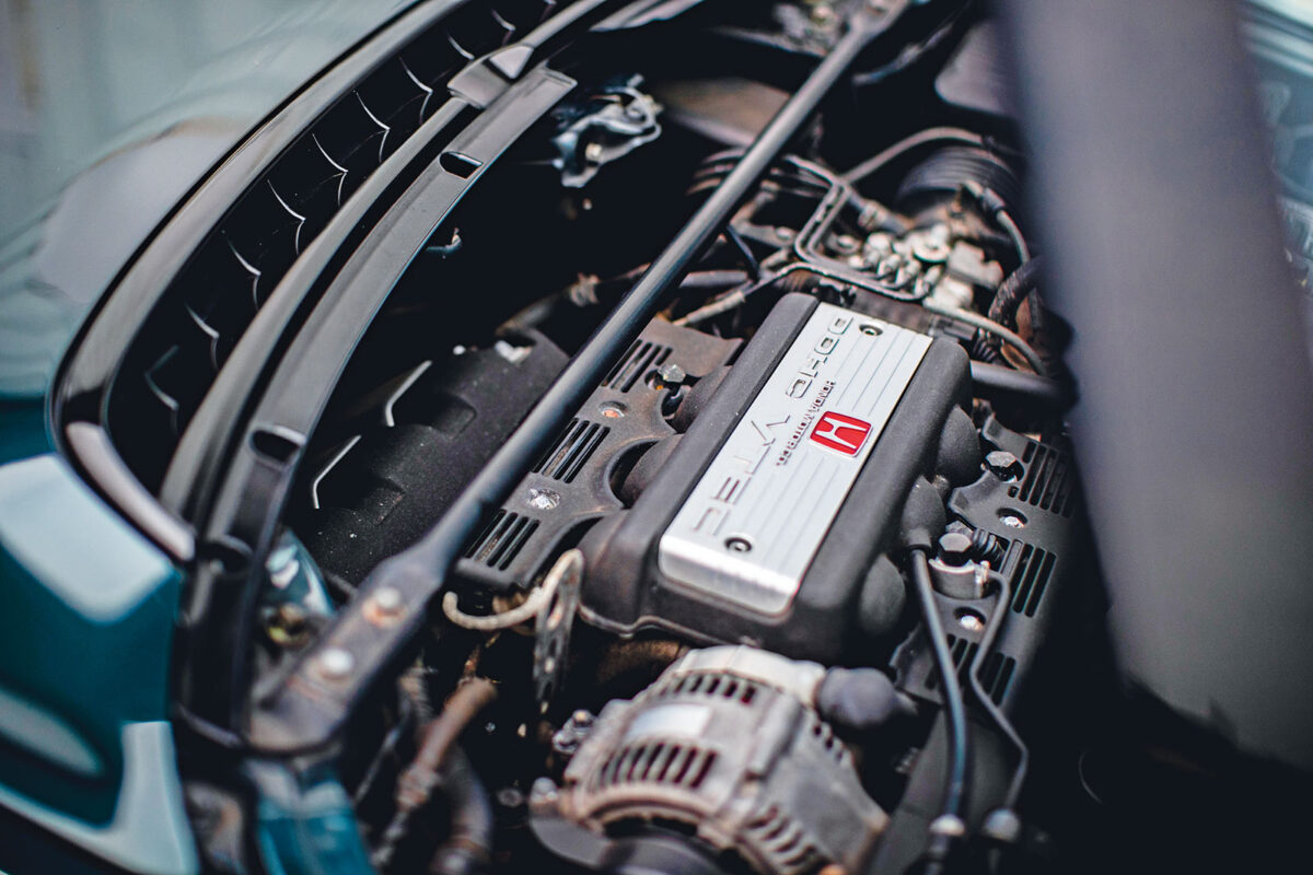 Detailaufnahme des V6-Motors mit VTEC-Technologie im NSX-R