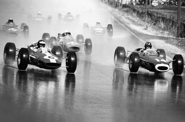 Formel 1 Rennen auf der Solitude 1964 auf regennasser Fahrbahn