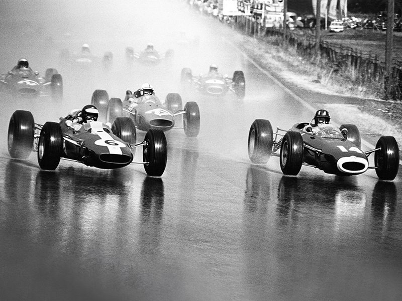 Formel 1 Rennen auf der Solitude 1964 auf regennasser Fahrbahn