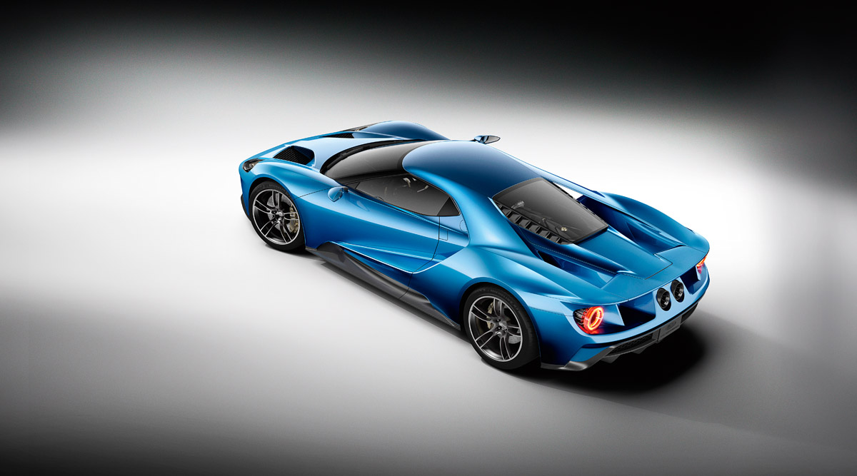 Die dritte Auflage des Ford GT aus der Vogelperspektive