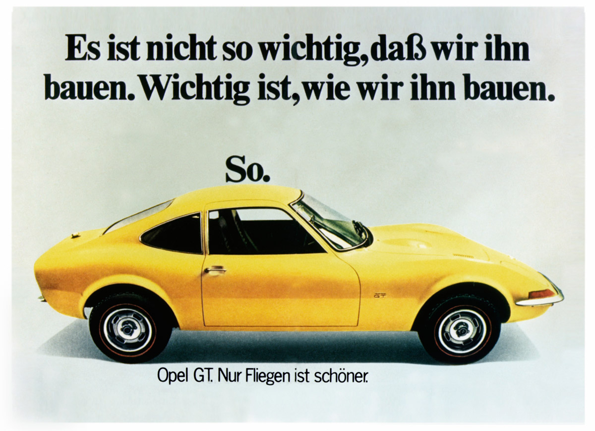 Werbeplakat des Opel GT